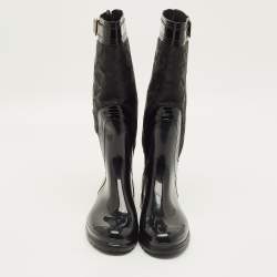 Pre Owned حذاء مطري فيرساتشي نايلون وبولي فينيل كلوريد أسود مقاس 38