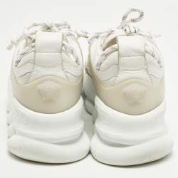 مملوكة مسبقًا حذاء رياضي فيرساتشي رياكشن جلد وسويدي أبيض / بنفسجي بسلسلة مقاس 39.5