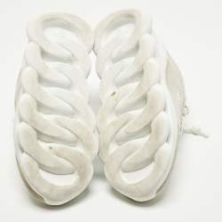 مملوكة مسبقًا حذاء رياضي فيرساتشي رياكشن جلد وسويدي أبيض / بنفسجي بسلسلة مقاس 39.5