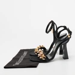 Pre Owned Versace Medusa Size 38 Black Satin Ankle Strap Sandals