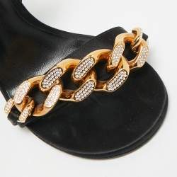Pre Owned Versace Medusa Size 38 Black Satin Ankle Strap Sandals