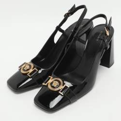 Pre Owned Versace Medusa Size 39 Black Patent Leather Pumps