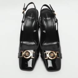 Pre Owned Versace Medusa Size 39 Black Patent Leather Pumps