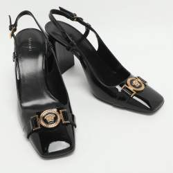 Pre Owned Versace Medusa Size 39 Black Patent Leather Pumps