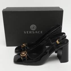 Pre Owned Versace Medusa Size 39 Black Patent Leather Pumps