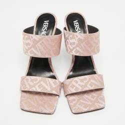 Pre Owned صندل سلايد فيرساتشي ميدوسا جلد أسود شعار مقاس 38.5