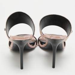 Pre Owned صندل سلايد فيرساتشي ميدوسا جلد أسود شعار مقاس 38.5