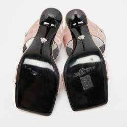 Pre Owned صندل سلايد فيرساتشي ميدوسا جلد أسود شعار مقاس 38.5