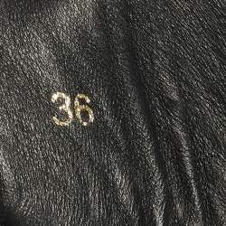 Pre Owned حذاء رياضي فيرساتشي بلازو ميدوسا جلد أسود عنق طويل سهل الارتداء مقاس 36