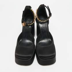 Pre Owned Versace Aevitas Size 36 Black Satin Platform Pumps
