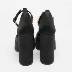 Pre Owned Versace Aevitas Size 36 Black Satin Platform Pumps