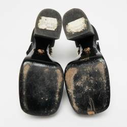 Pre Owned Versace Aevitas Size 36 Black Satin Platform Pumps