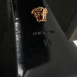 Pre Owned Versace Aevitas Size 36 Black Satin Platform Pumps