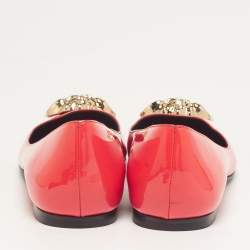 Pre Owned Versace Medusa Size 38.5 Red Patent Leather Ballet Flats