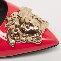 Pre Owned Versace Medusa Size 38.5 Red Patent Leather Ballet Flats