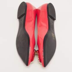 Pre Owned Versace Medusa Size 38.5 Red Patent Leather Ballet Flats