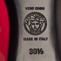 Pre Owned Versace Medusa Size 38.5 Red Patent Leather Ballet Flats