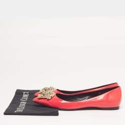 Pre Owned Versace Medusa Size 38.5 Red Patent Leather Ballet Flats