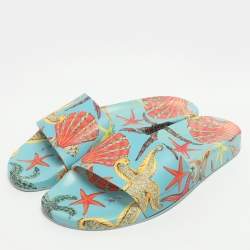 Pre Owned Versace Trésor De La Mer Size 39 Multicolor Rubber Slide Sandals