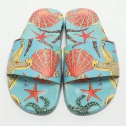 Pre Owned Versace Trésor De La Mer Size 39 Multicolor Rubber Slide Sandals