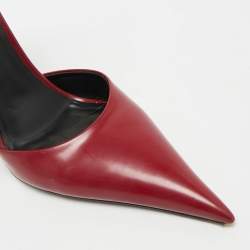 مملوكة مسبقًا Versace Pin-Point Size 40 Burgundy Brushed Leather Ankle Strap Pumps