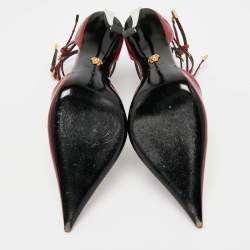 مملوكة مسبقًا Versace Pin-Point Size 40 Burgundy Brushed Leather Ankle Strap Pumps