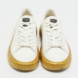 مملوكة مسبقًا حذاء رياضي فيرساتشي غريكا جلد أبيض / ذهبي برباط مقاس 39