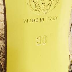 Pre Owned Versace Greca Size 36 Gold Python Embossed Leather Platform Sandals