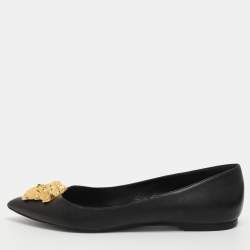 مملوكة مسبقًا Versace Medusa Size 41 Black Leather Ballet Flats
