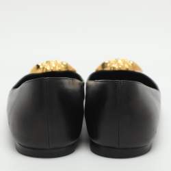 مملوكة مسبقًا Versace Medusa Size 41 Black Leather Ballet Flats