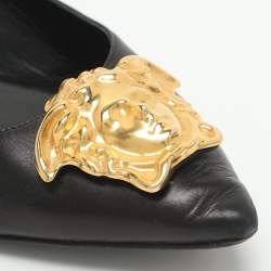 مملوكة مسبقًا Versace Medusa Size 41 Black Leather Ballet Flats