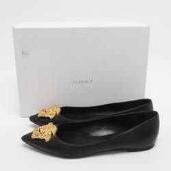 مملوكة مسبقًا Versace Medusa Size 41 Black Leather Ballet Flats