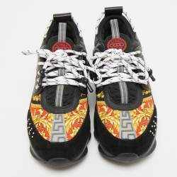 Pre Owned Versace Chain Reaction Size 41 Multicolor Leather and PVC Lace Up Sneakers