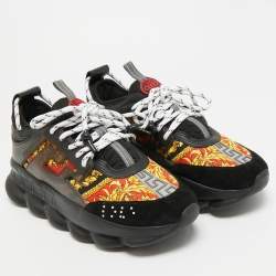 Pre Owned Versace Chain Reaction Size 41 Multicolor Leather and PVC Lace Up Sneakers
