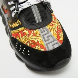 Pre Owned Versace Chain Reaction Size 41 Multicolor Leather and PVC Lace Up Sneakers