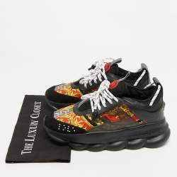 Pre Owned Versace Chain Reaction Size 41 Multicolor Leather and PVC Lace Up Sneakers