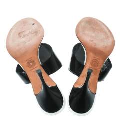 Versace Monochrome Leather Plaque Sandals Size 36