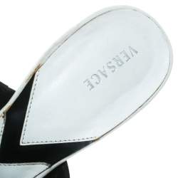 Versace Monochrome Leather Plaque Sandals Size 36