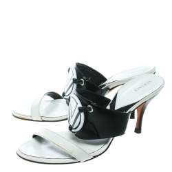 Versace Monochrome Leather Plaque Sandals Size 36