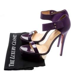 Versace Purple Patent Leather And Leather Ankle Strap Platform Sandals Size 40