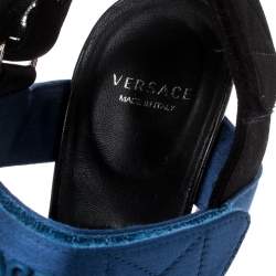 Versace Multicolor Satin Band Velcro Strap Platform Sandals Size 38