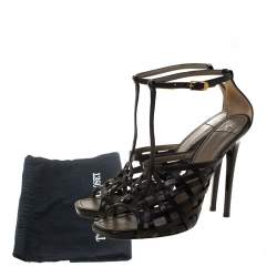 Versace Black Leather Strappy Sandals Size 41