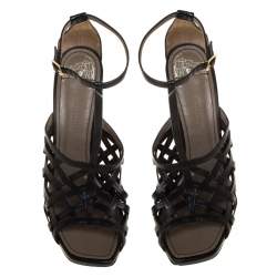 Versace Black Leather Strappy Sandals Size 41