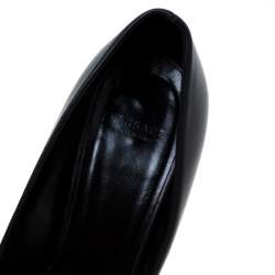 مملوكة مسبقًا حذاء كعب عالي فيرساتشي مقدمة مفتوحة كعب مادوسا جلد أسود مقاس 35.5