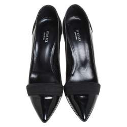 Pre Owned Versace Black Patent Leather Pointed Toe Pumps Size 39