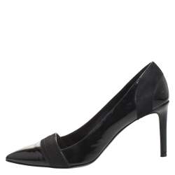 Pre Owned Versace Black Patent Leather Pointed Toe Pumps Size 39