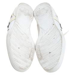 Pre Owned Versace Multicolor Mesh, Leather And Patent Leather Medusa Logo Low Top Sneaker Size 40.5