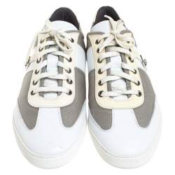 Pre Owned Versace Multicolor Mesh, Leather And Patent Leather Medusa Logo Low Top Sneaker Size 40.5