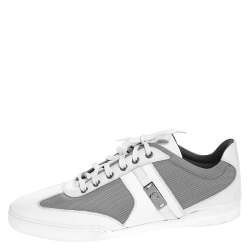 Pre Owned Versace Multicolor Mesh, Leather And Patent Leather Medusa Logo Low Top Sneaker Size 40.5
