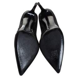 Versace Black Signature Canvas Pointed Toe Pumps Size 40